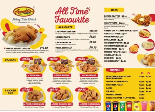 ARNOLD’S FRIED CHICKEN MENU SINGAPORE