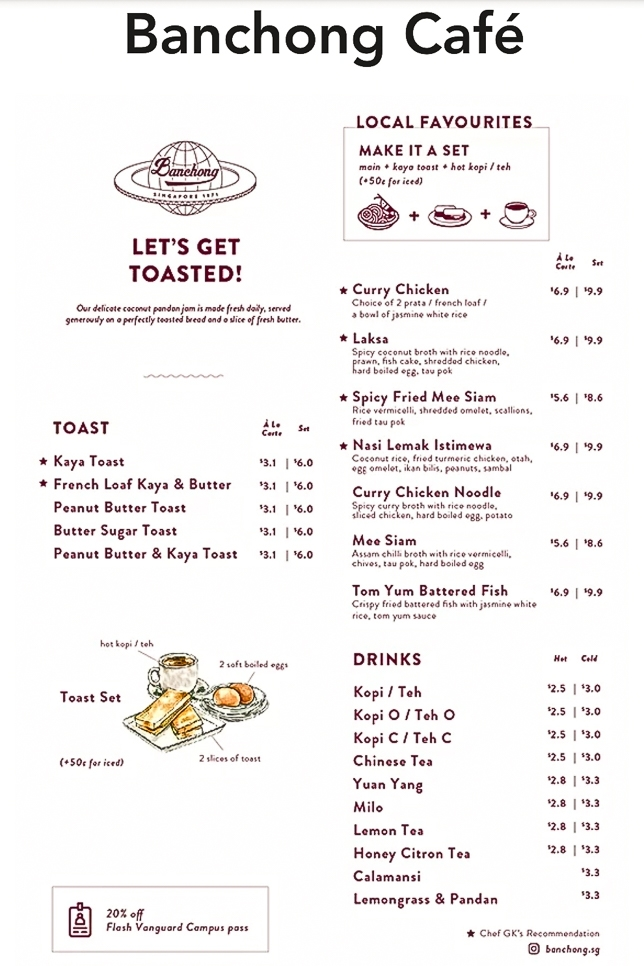 BANCHONG CAFE MENU SINGAPORE