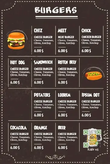 BURGER FRITES MENU SINGAPORE