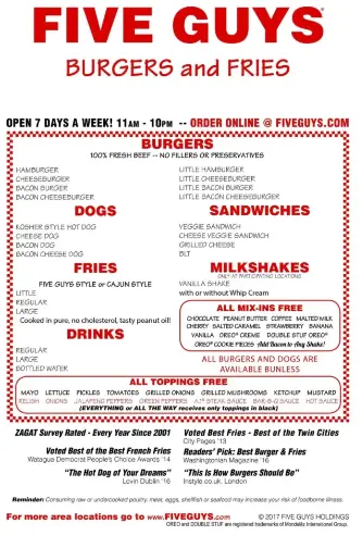 FIVE GUYS MENU SINGAPORE