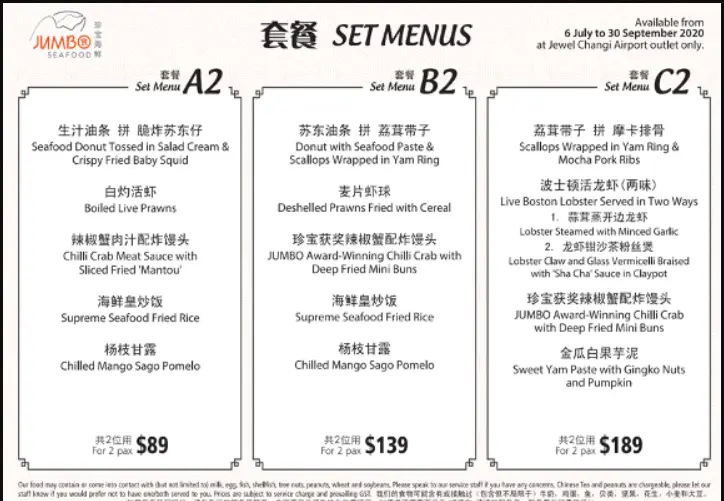 JUMBO SEAFOOD MENU SINGAPORE PRICES 