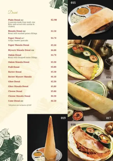 KOMALA VILAS MENU SINGAPORE