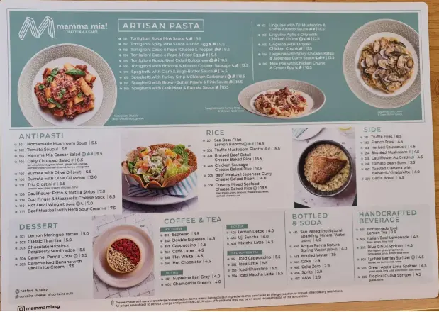 MAMMA MIA MENU SINGAPORE