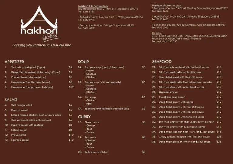 NAKHON KITCHEN MENU SINGAPORE