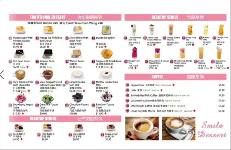 SMILE DESSERT MENU SINGAPORE