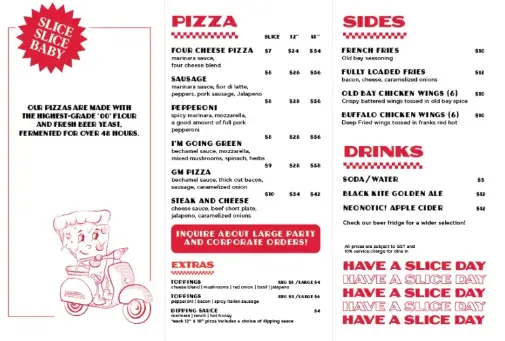 SONNY’S PIZZA MENU SINGAPORE