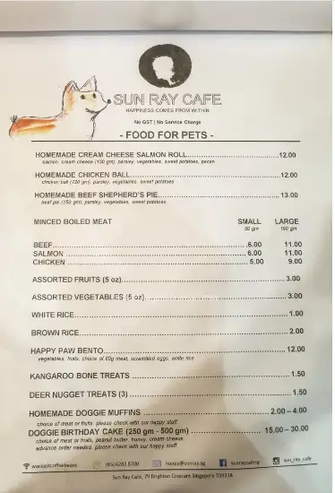 SUNRAY MENU SINGAPORE