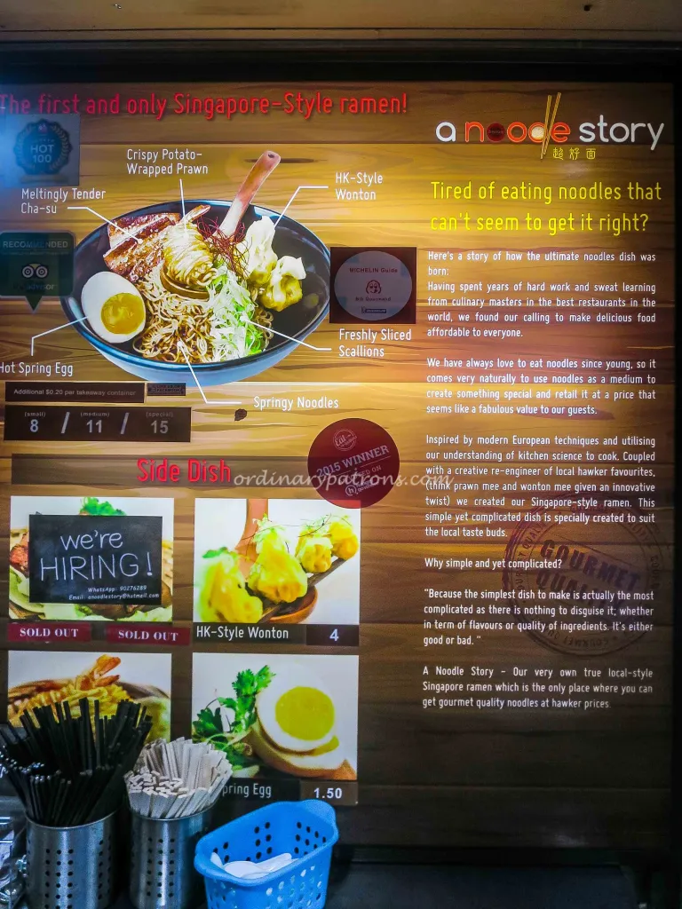 A NOODLES STORY MENU SINGAPORE