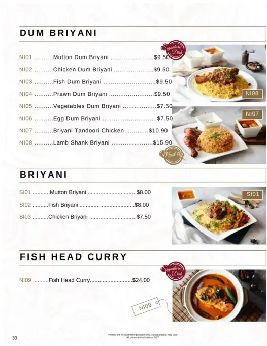 AL AZHAR RESTAURANT MENU SINGAPORE