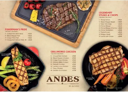 ANDES BY ASTONS MENU SINGAPORE