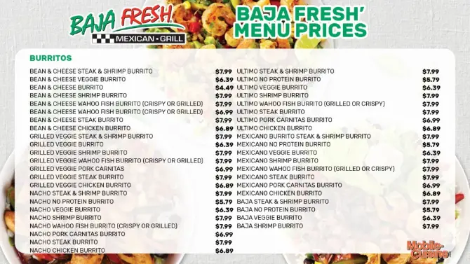 BAJA FRESH MENU SINGAPORE