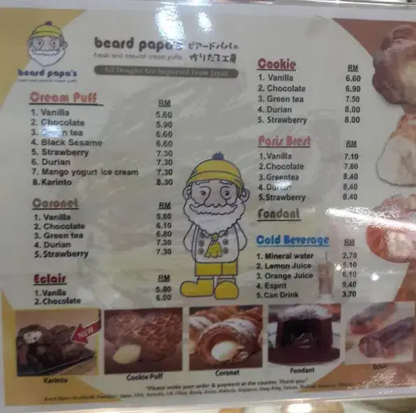 BREAD PAPA’S MENU SINGAPORE