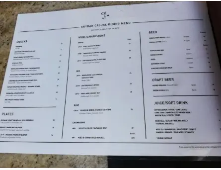 CE LA VI MENU SINGAPORE