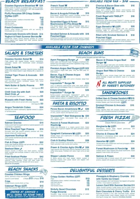 COASTES MENU SINGAPORE