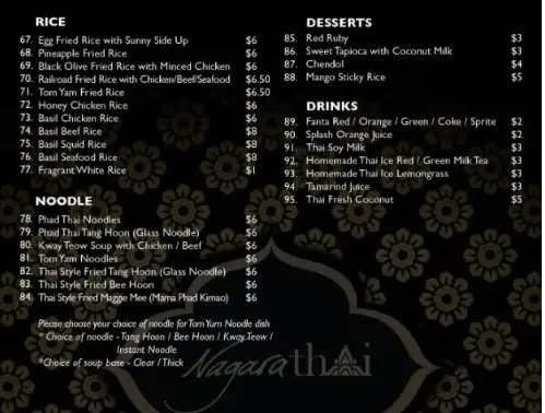 NAGARA THAI MENU SINGAPORE