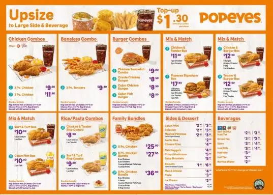 Popeyes Menu Singapore