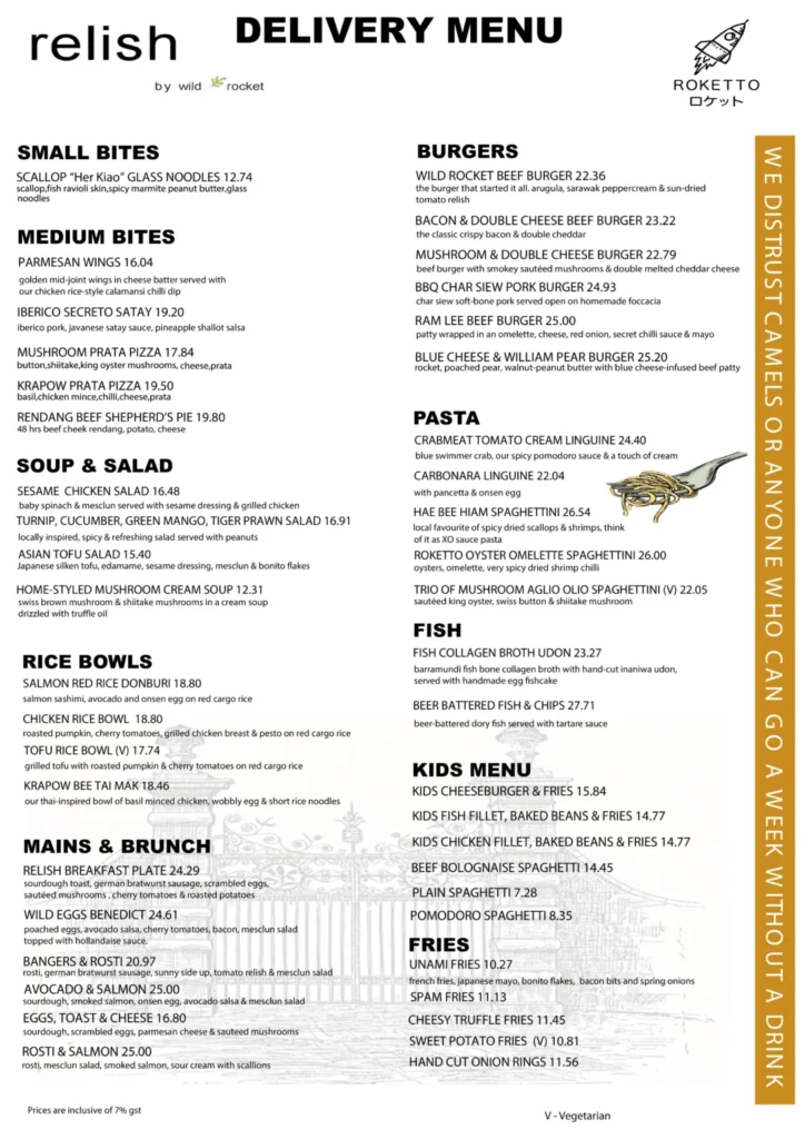 RELISH MENU SINGAPORE