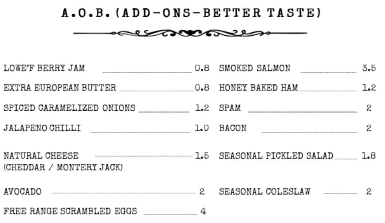 THE LOWE’F SHACK MENU SINGAPORE