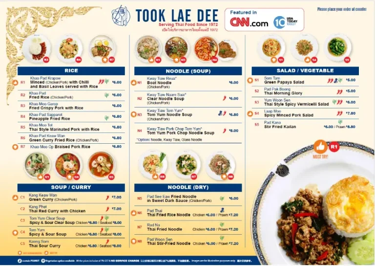 TOOK LAE DAE MENU SINGAPORE