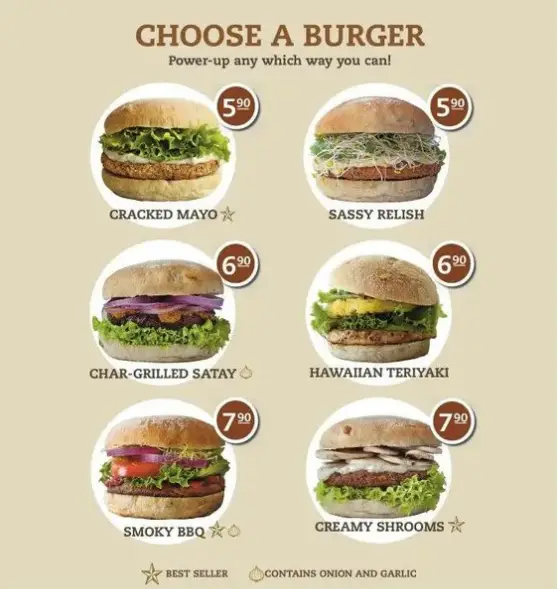 VEGANBURG MENU SINGAPORE