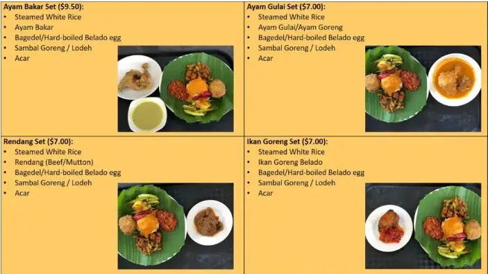 Warong Nasi Pariaman Menu Singapore