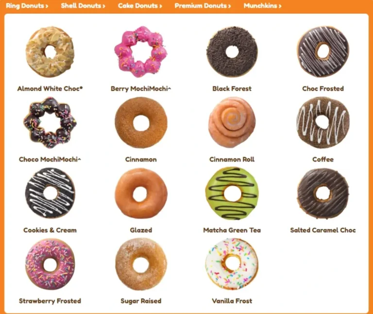 DUNKIN DONUTS MENU