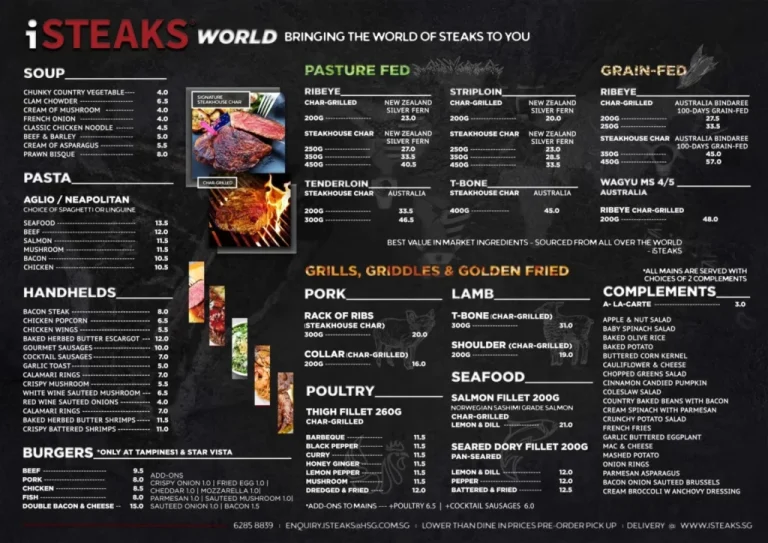 ISTEAKS MENU SINGAPORE