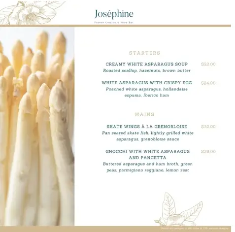 JOSEPHINE MENU SINGAPORE