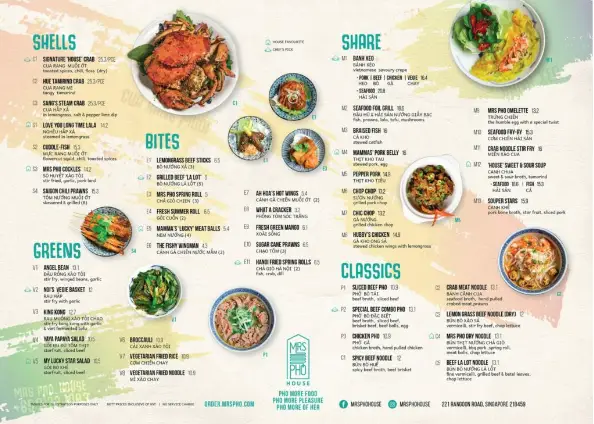 MRS PHO MENU SINGAPORE