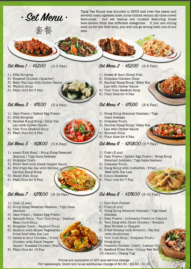 TANG TEA HOUSE MENU SINGAPORE PRICES 2024