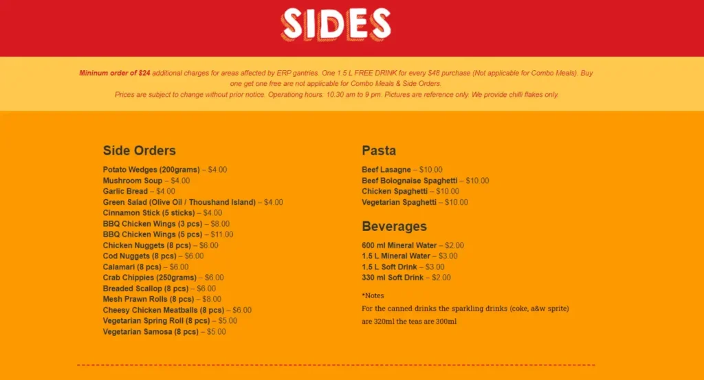 RITE PIZZA MENU SINGAPORE