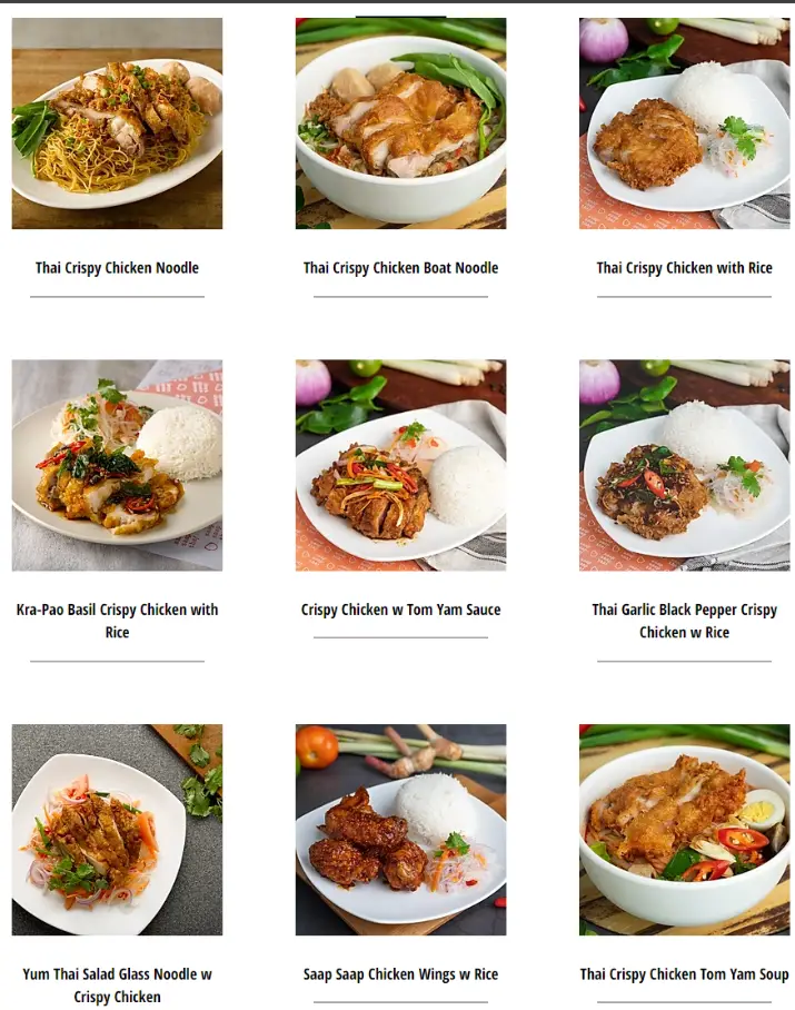 SAAP SAAP THAI MENU SINGAPORE