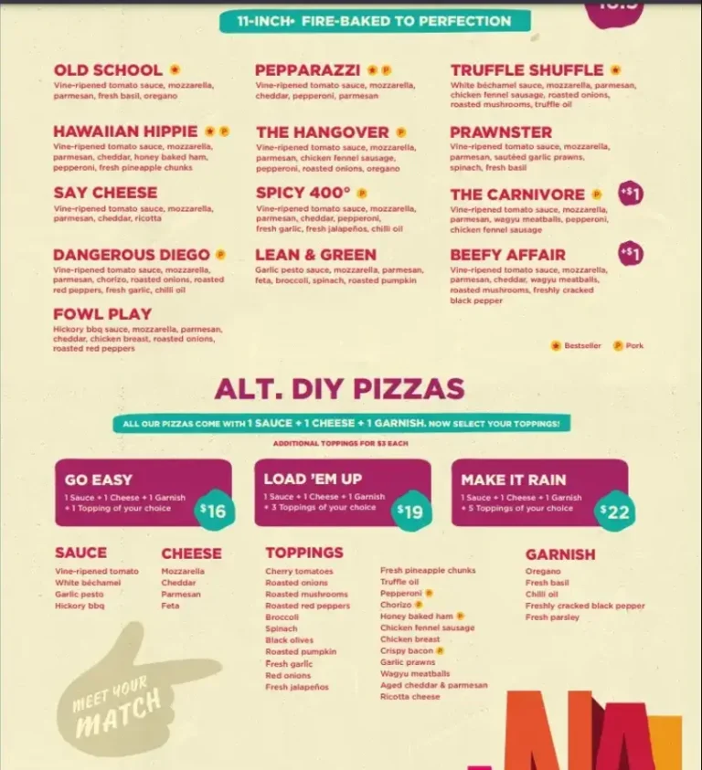 ALT PIZZA MENU