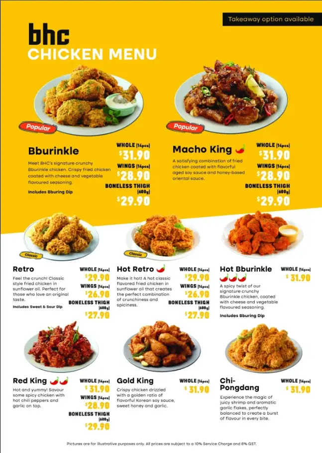 BHC CHICKEN MENU