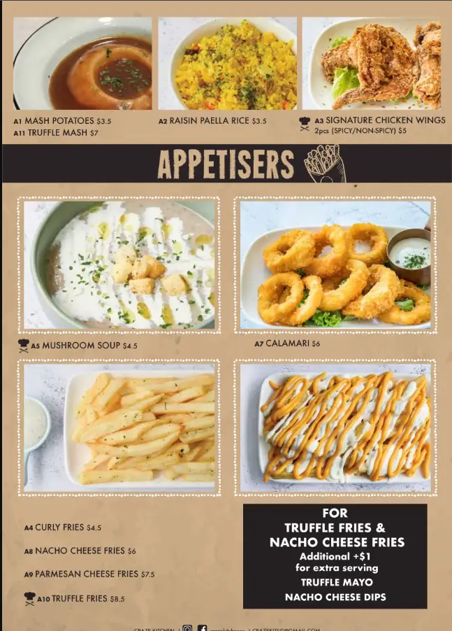 CRAZE KITCHEN MENU SINGAPORE