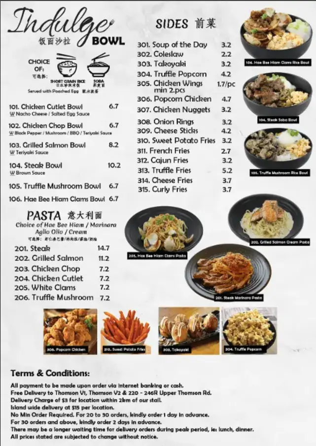 INDULGE MENU SINGAPORE