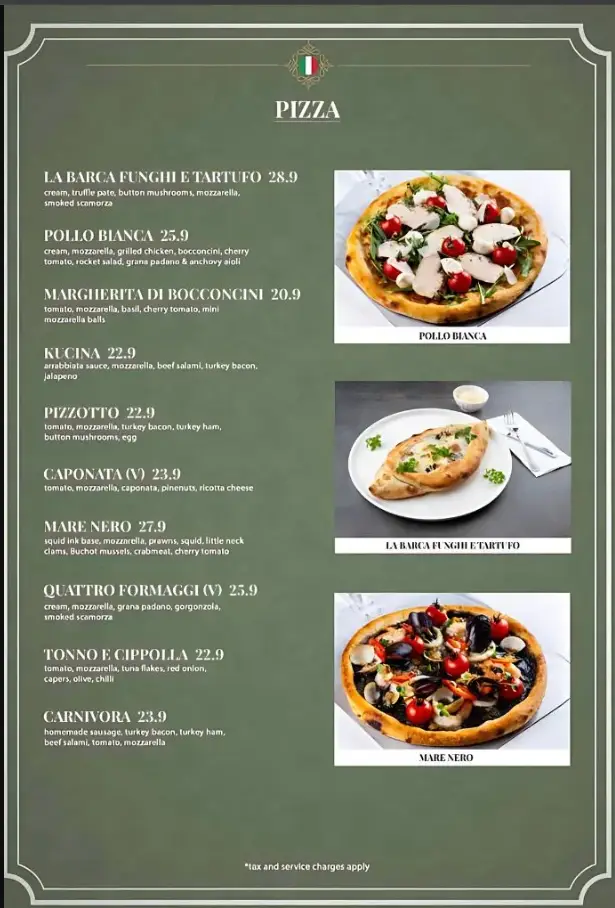 KUCINA ITALIAN RESTAURANT MENU