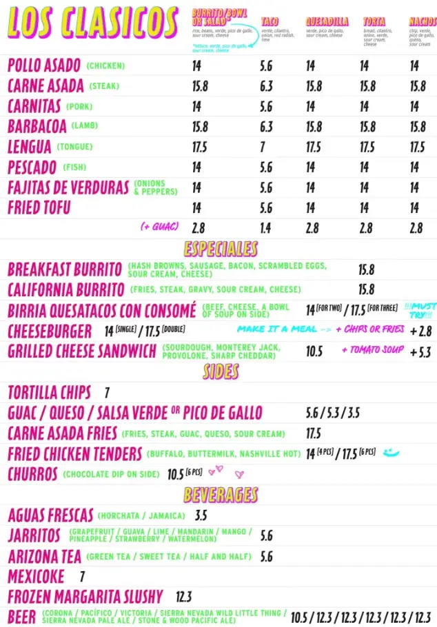 MUCHACHOS MENU SINGAPORE