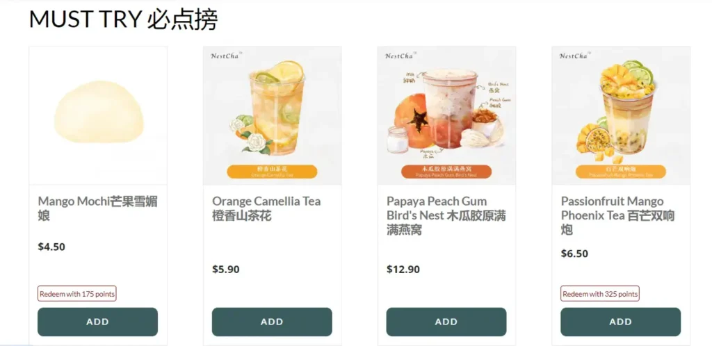 NESTCHA MENU SINGAPORE