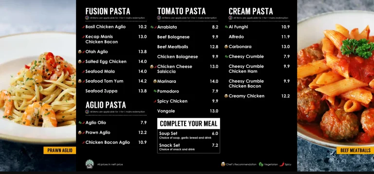 PASTAMANIA MENU