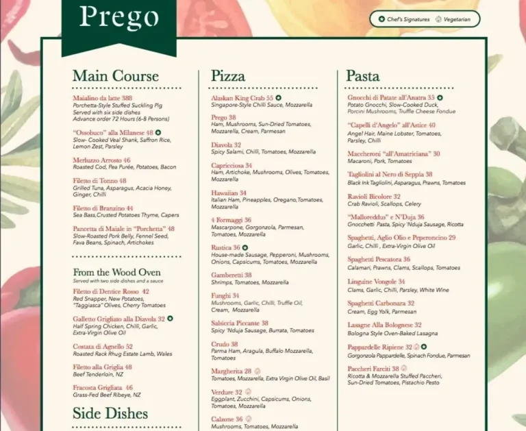 PREGO MENU